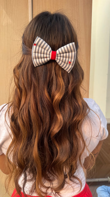 Stripe Heart Bow
