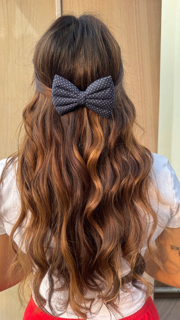 Navy Blue Polka Bow