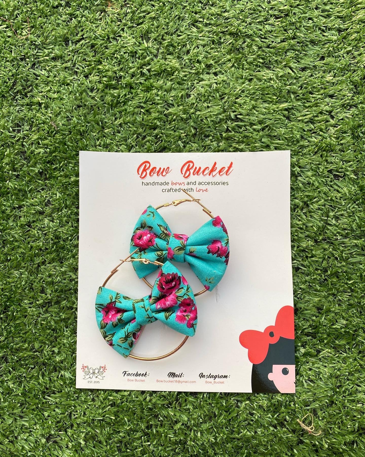 Green floral bow hoops