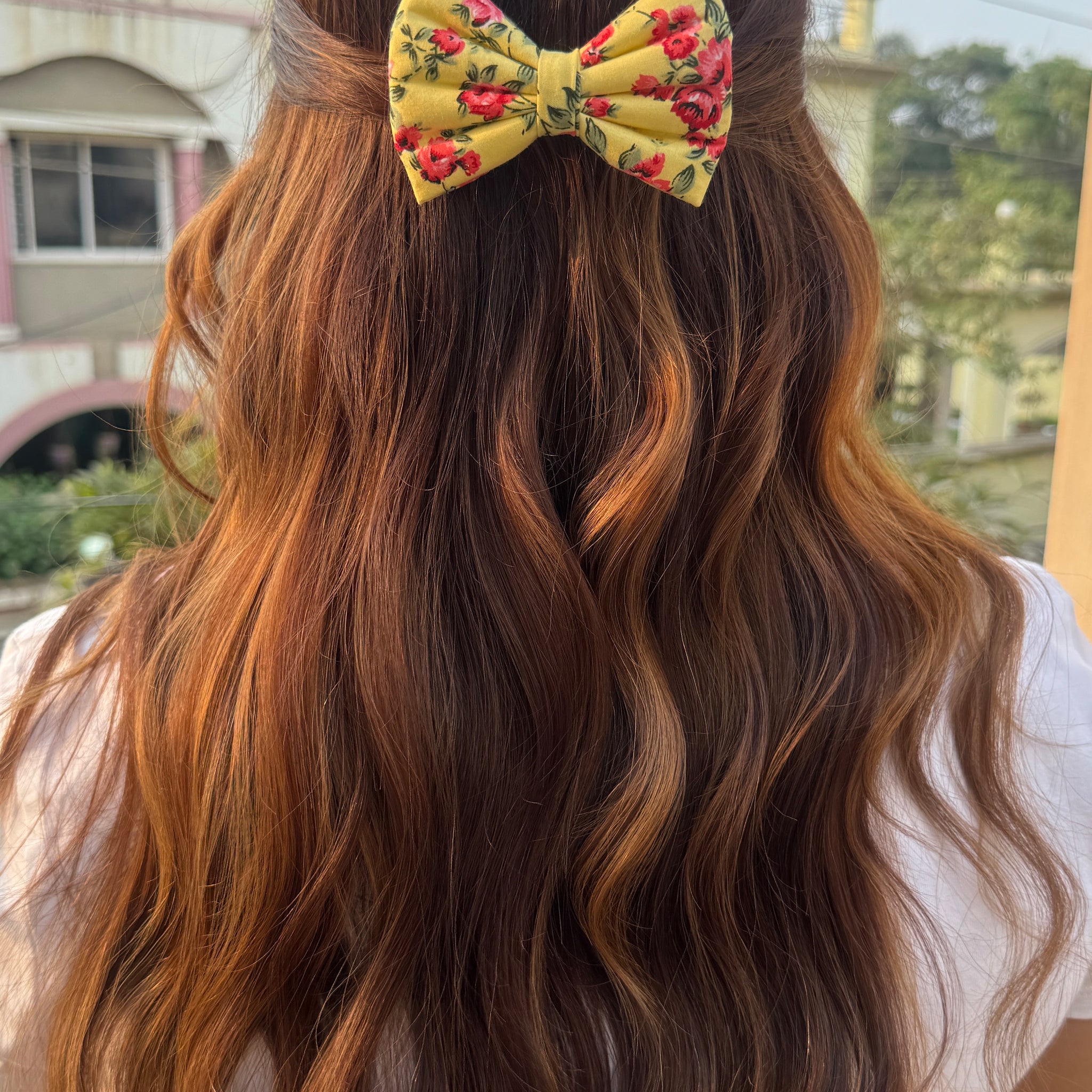 Yellow Floral Bow