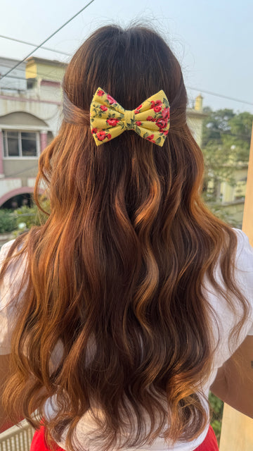 Yellow Floral Bow