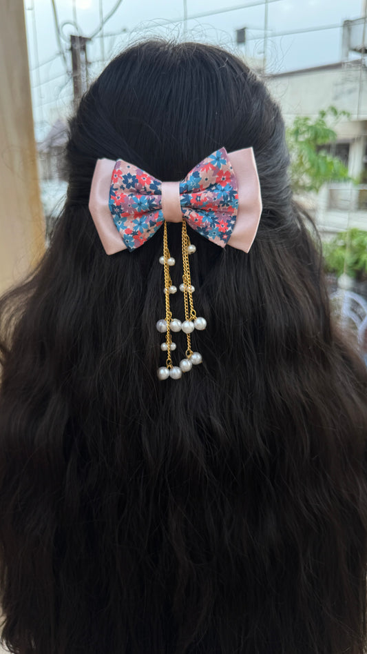 Rose pink floral hanging pearl