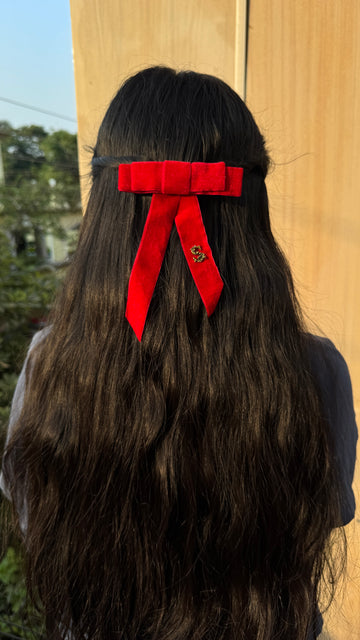 Red Initial Celeste Bow