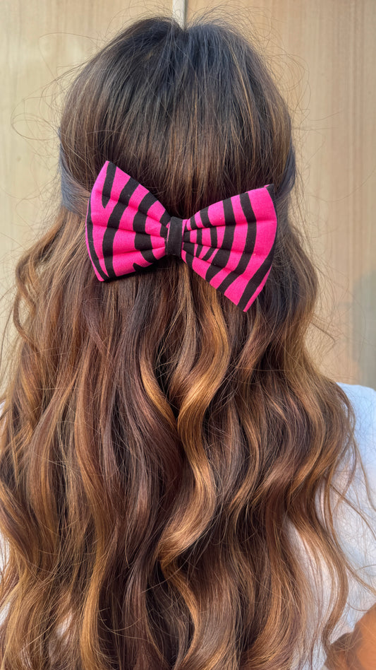 Pink Zebra Print Bow
