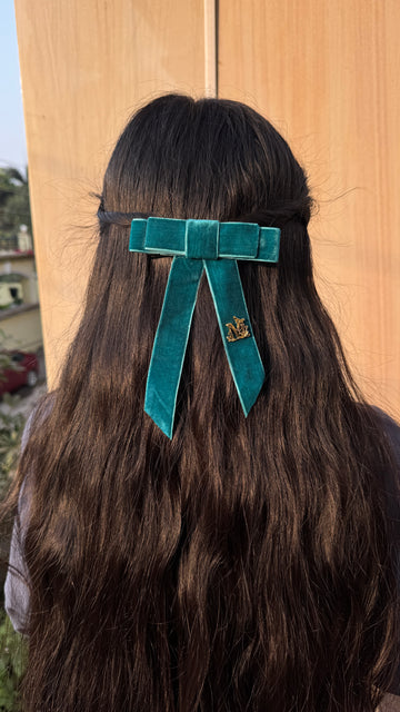Teal Initial Celeste Bow