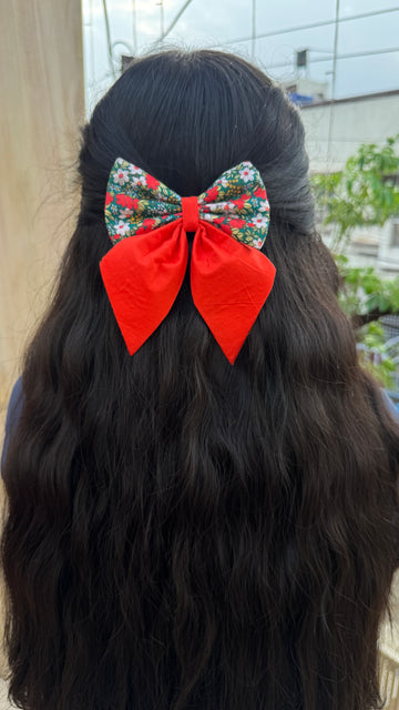 Orange floral Pigatil bow