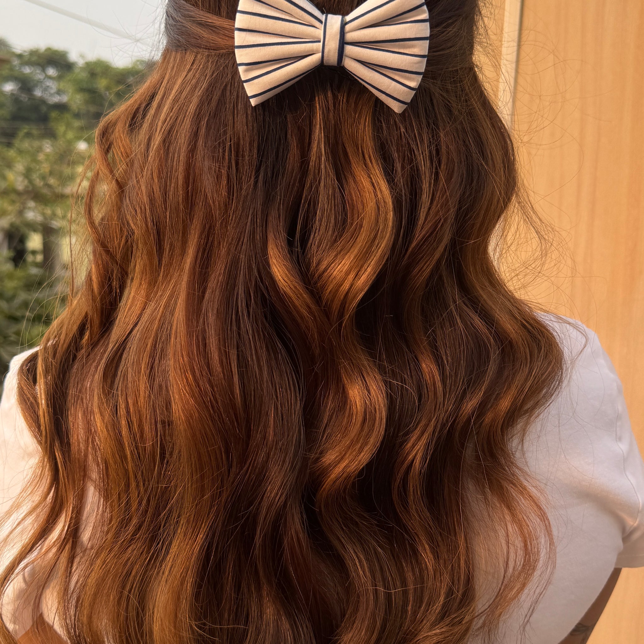 Blue Stripe Bow