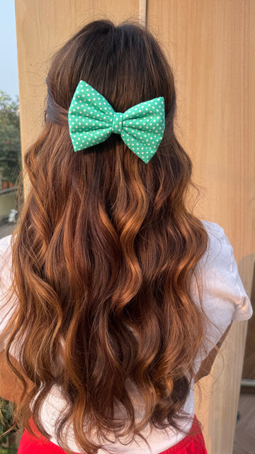 Mint Polka Bow