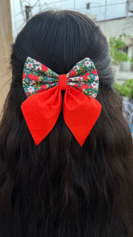 Orange floral Pigatil bow