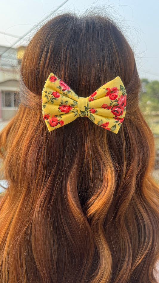Yellow Floral Bow