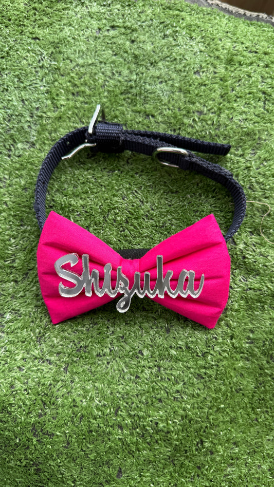 Pink sliver bow collar