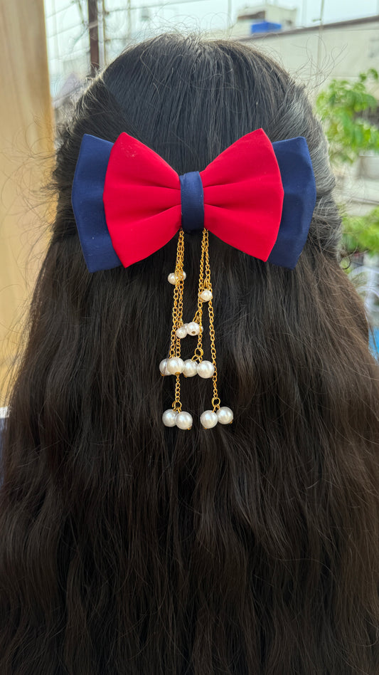 Navy blue red hanging pearl