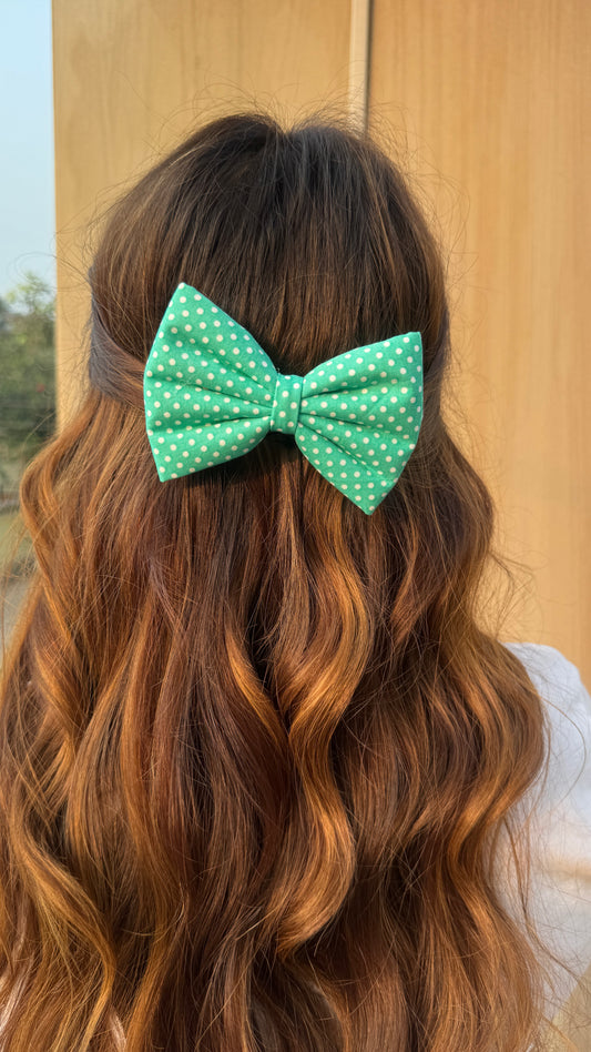 Mint Polka Bow