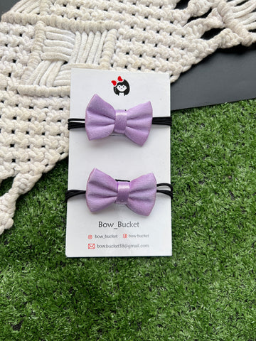 Satin lilac micro bow Rubberband