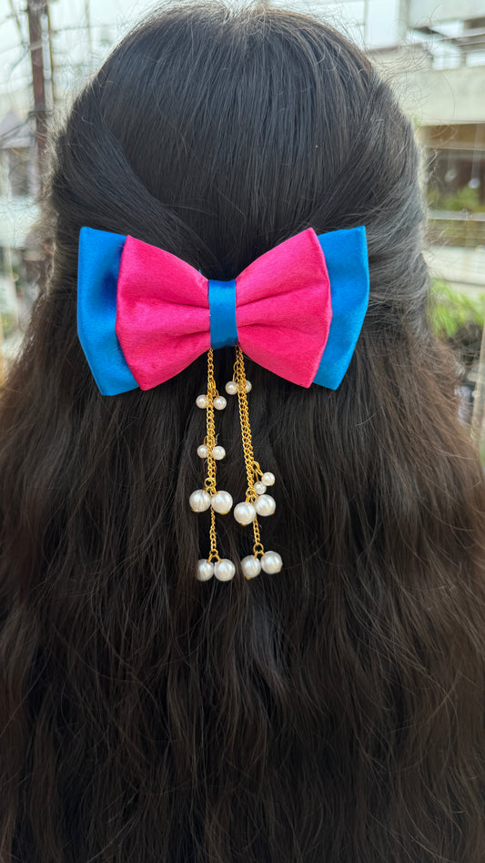 Royal blue pink hanging pearl