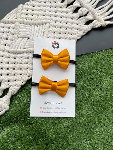 Satin Mustard micro bow Rubberband