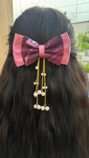 Rose gold hanging pearl