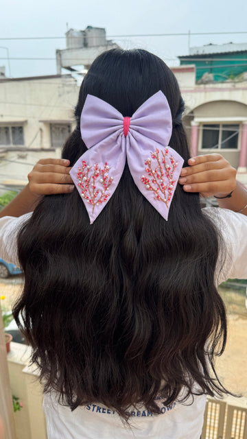 Lavender Embroidery Bow