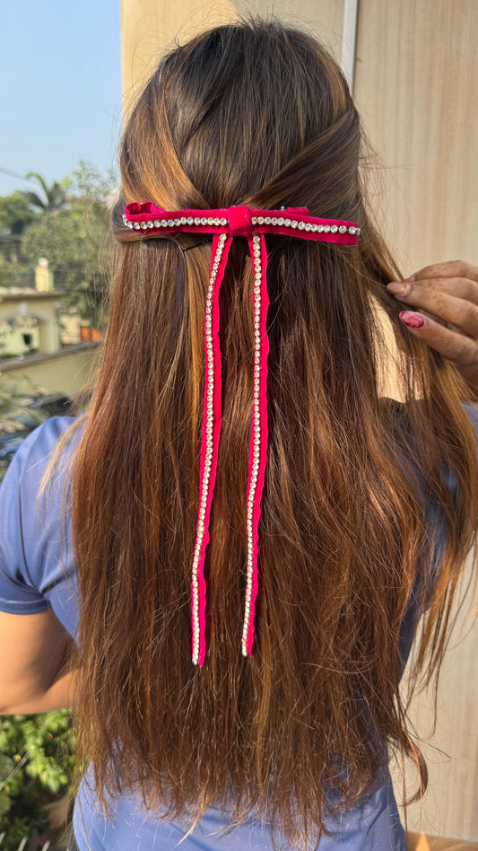 Pink celestia crystal bow