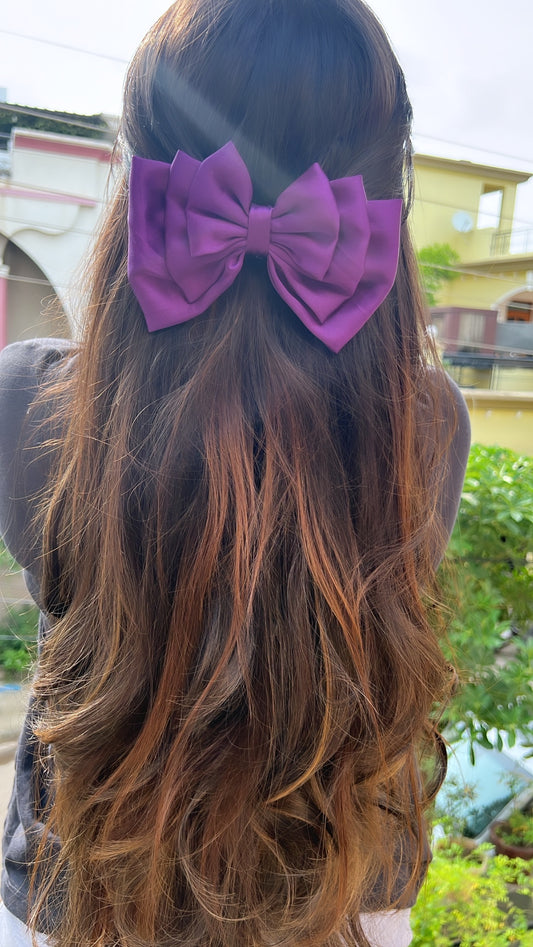 dark purple triple layer bow