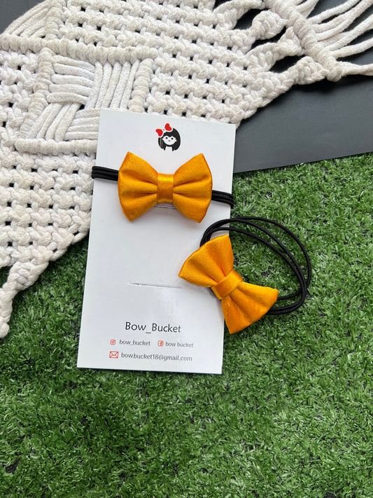 Satin Mustard micro bow Rubberband