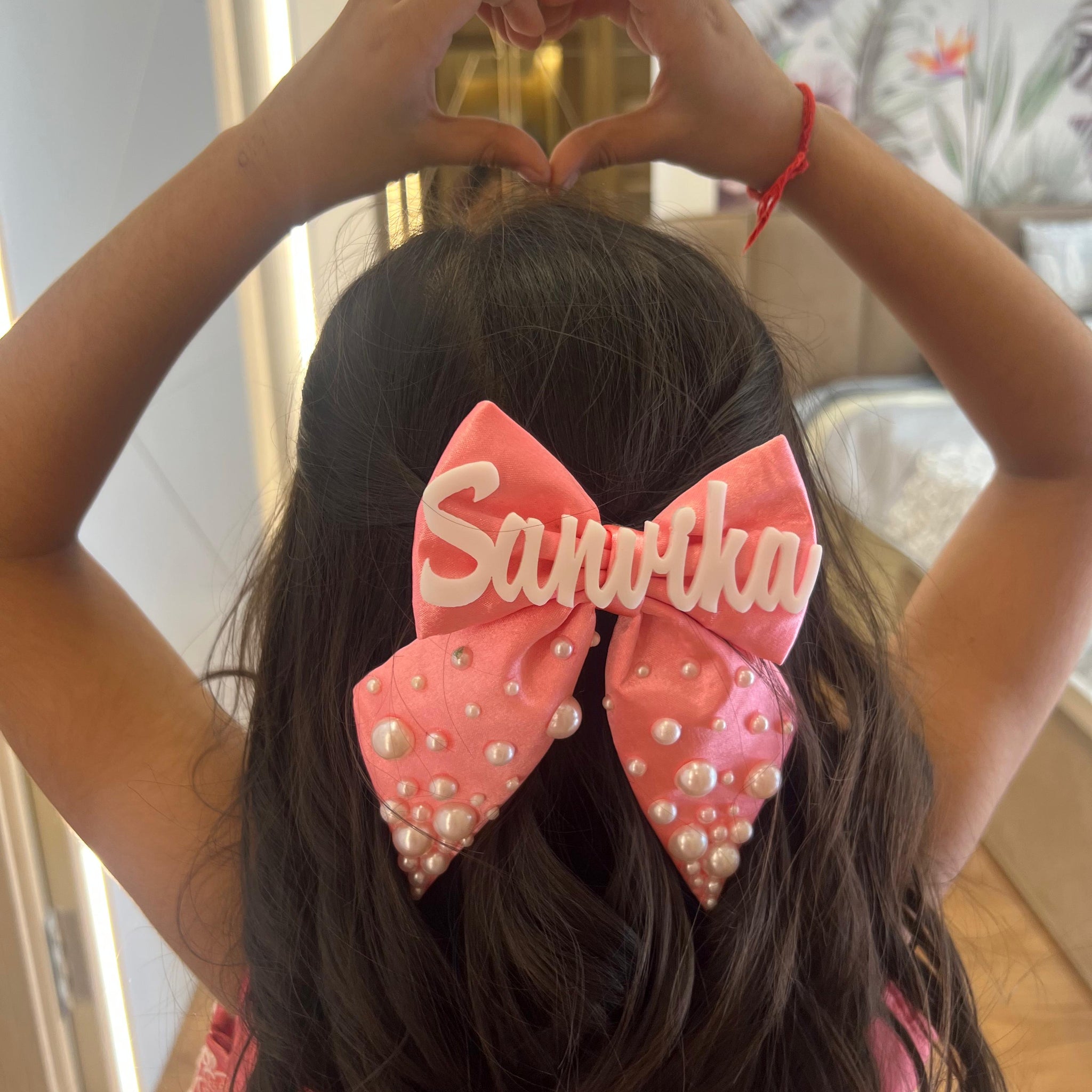 Peach Pearl Customise Name Bow