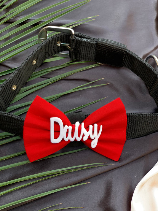 Red customise name pet bow