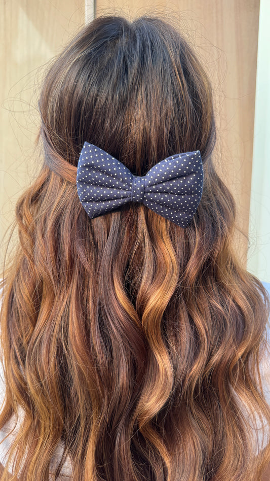 Navy Blue Polka Bow