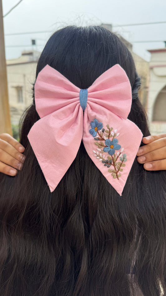 Baby Pink Embroidery Bow
