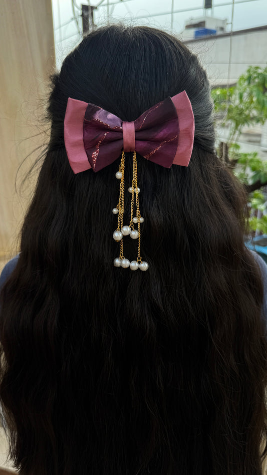 Rose gold hanging pearl