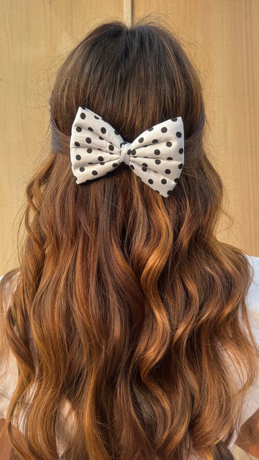 Sky blue polka bow
