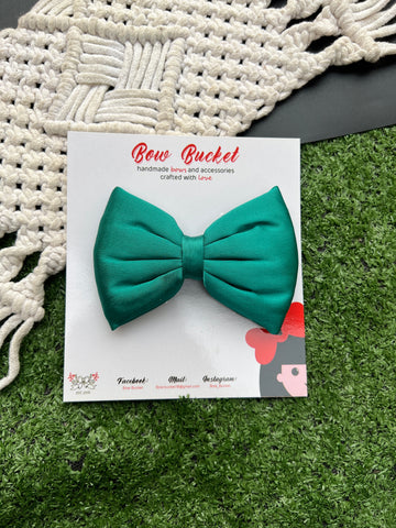 Green bow clip - size - 4” bow