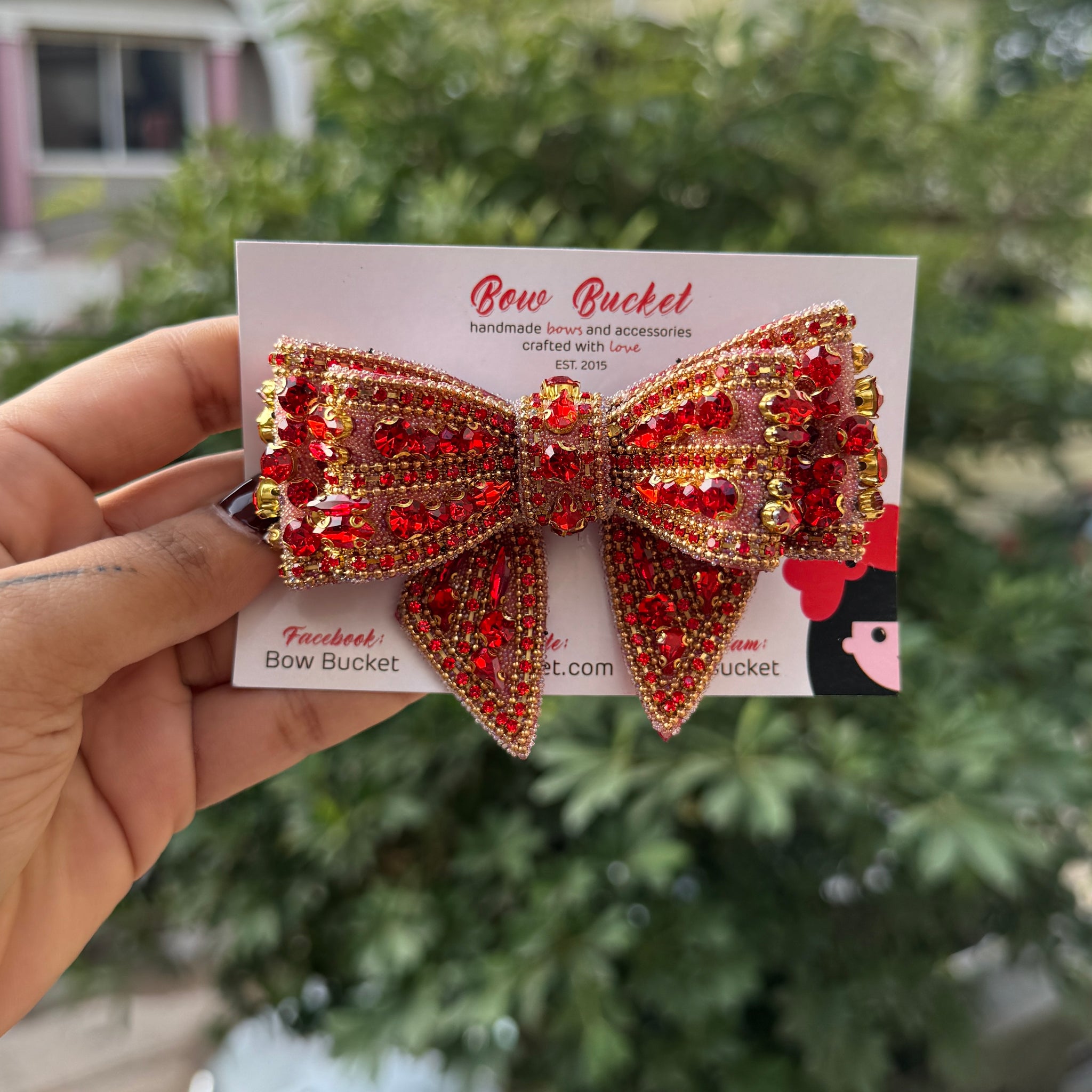Red Crown Swarovski Bow