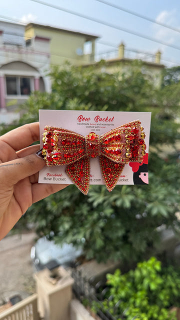 Red Crown Swarovski Bow
