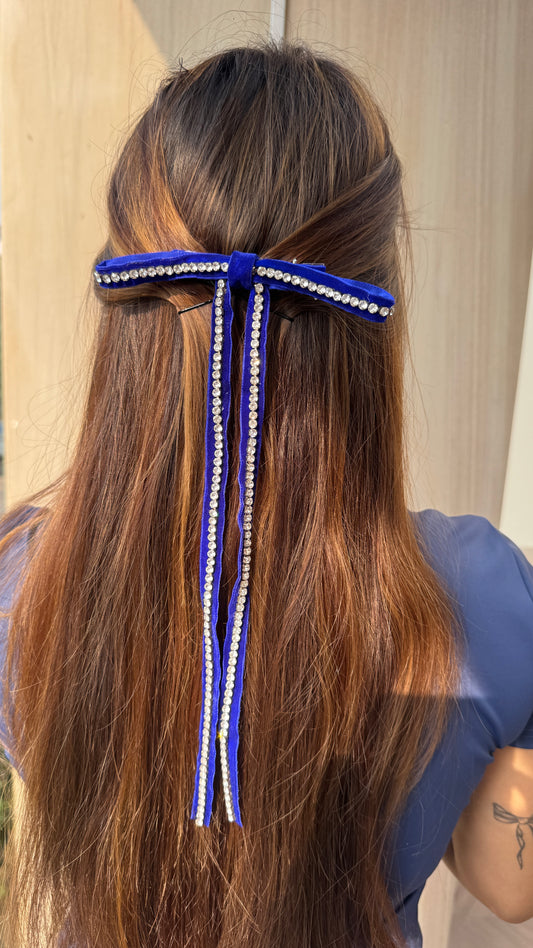 Royal blue celestia crystal bow