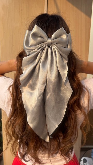 Grey Ruffle Bow