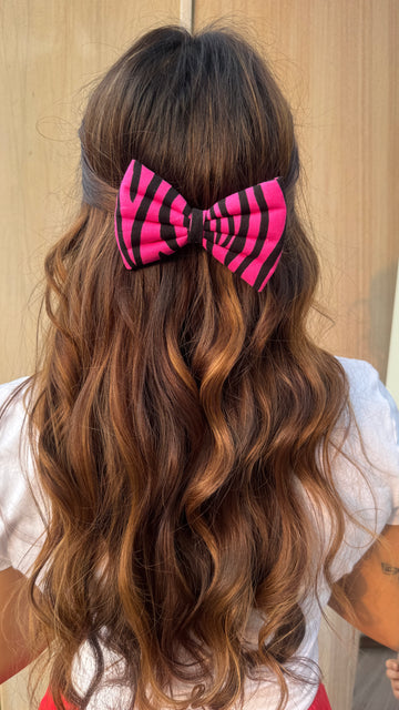 Pink Zebra Print Bow
