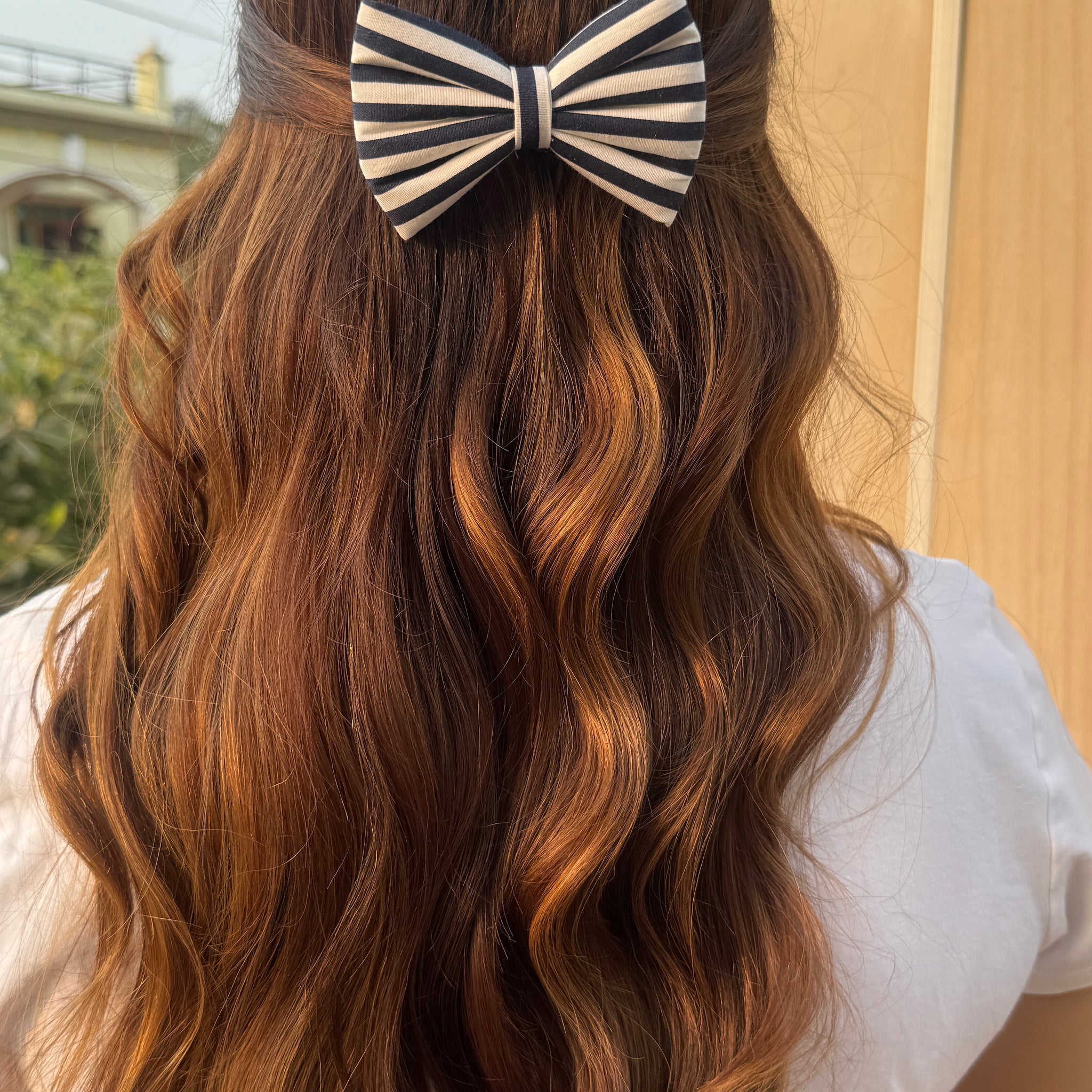 Black & White Stripe Bow