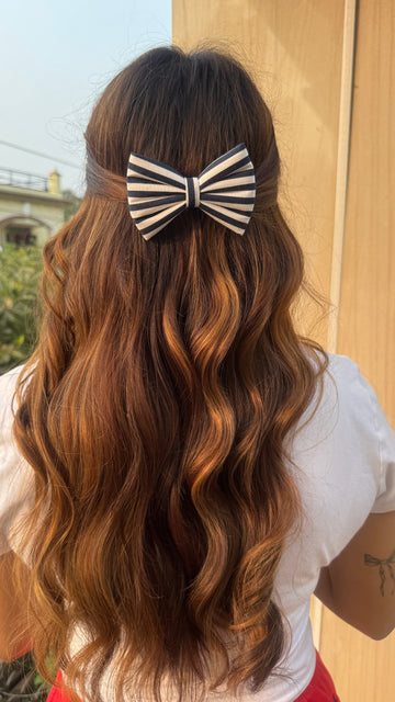 Black & White Stripe Bow