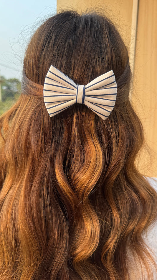 Blue Stripe Bow