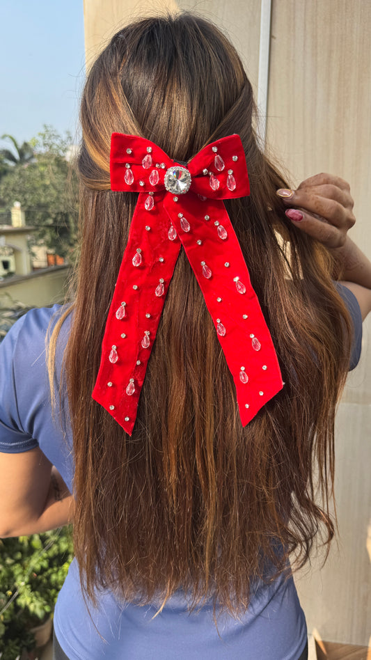 Red Pear-shaped crystal bow