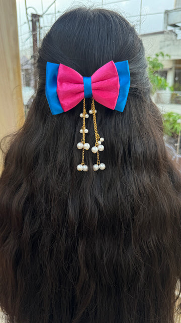 Royal blue pink hanging pearl