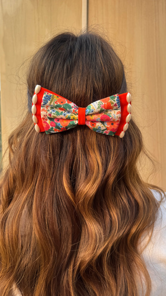 Orange floral traditional bow