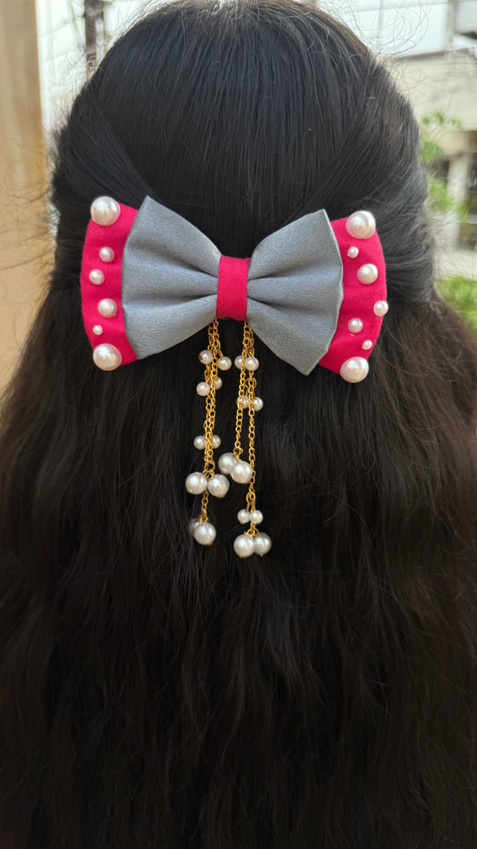 Pink grey pearl hanging pearl