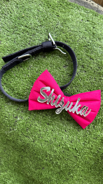 Pink sliver bow collar