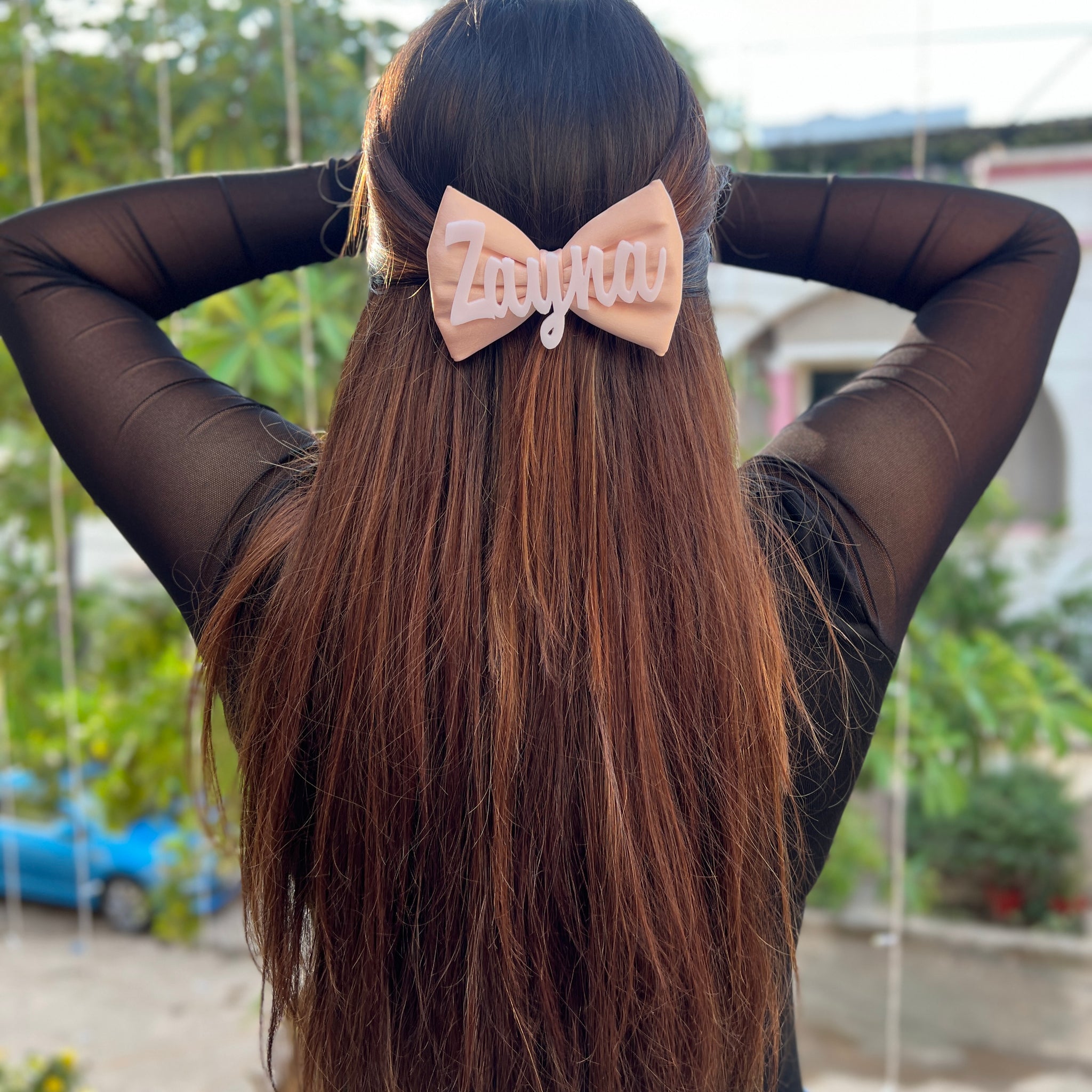 Nude Blush customise name bow