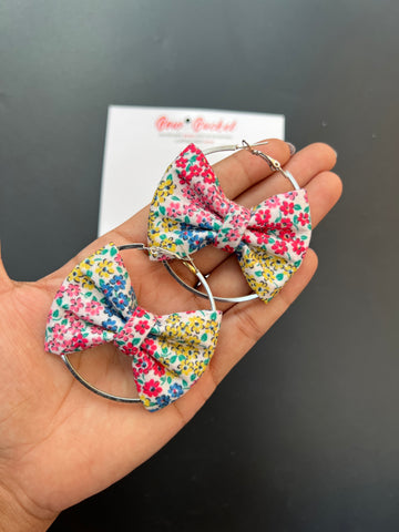 Colourful floral bow earring