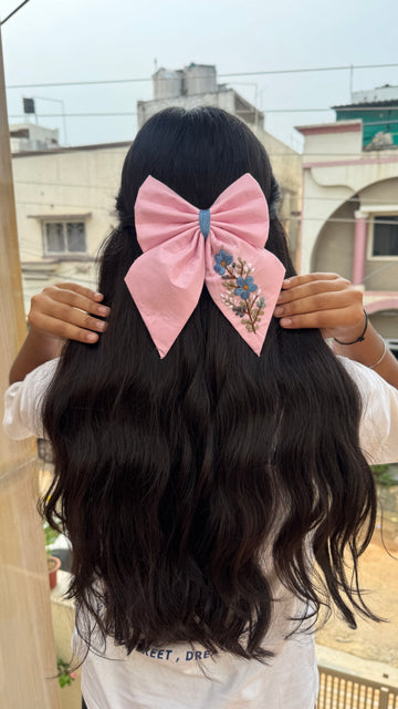 Baby Pink Embroidery Bow