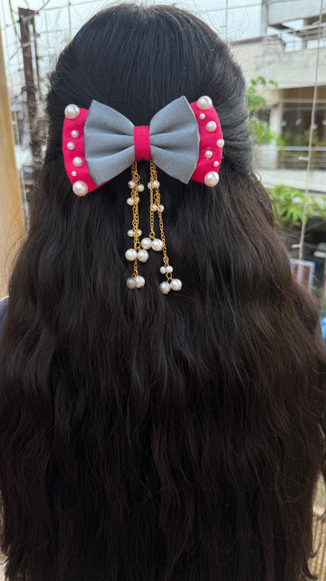 Pink grey pearl hanging pearl