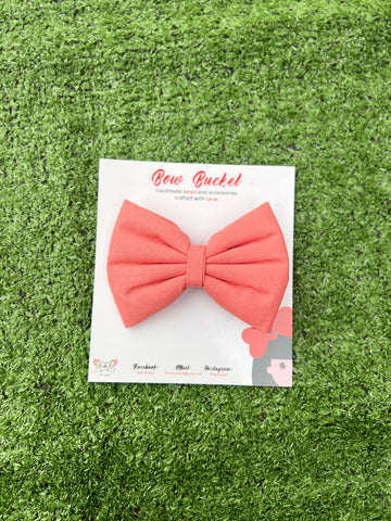 Peach bow clip - size - 4”